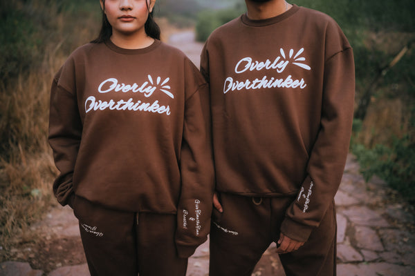 Overly Overthinker 100% Cotton Oversized Sweatshirt (Black)