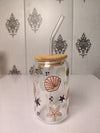 Seashells & Bubbles Glass Cup/ Tumblers / Iced Coffee Glass