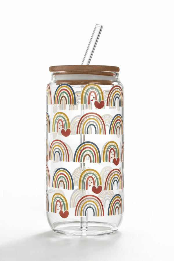 Rainbow Within Glass Cup/ Tumblers / Iced Coffee Glass