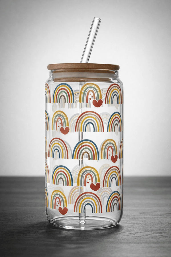 Rainbow Within Glass Cup/ Tumblers / Iced Coffee Glass