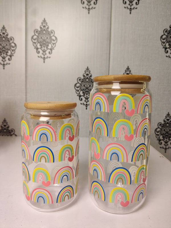 Rainbow Within Glass Cup/ Tumblers / Iced Coffee Glass