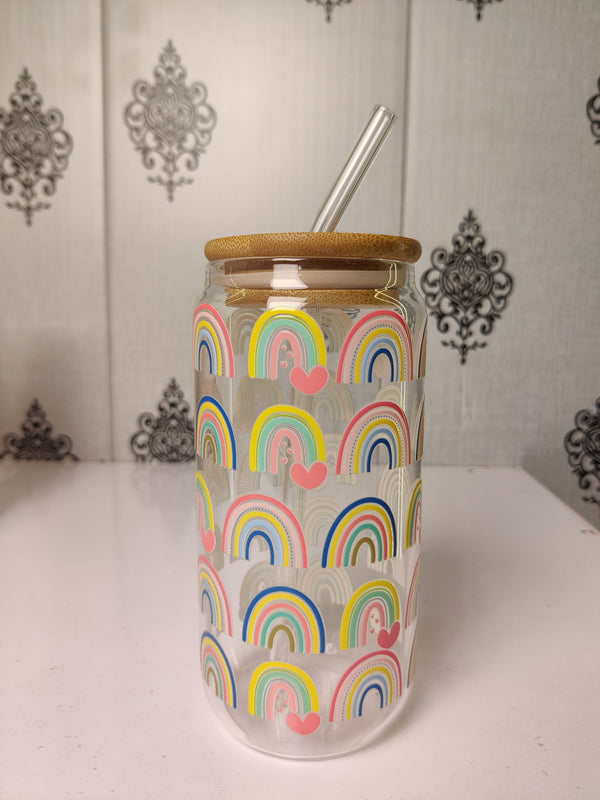Rainbow Within Glass Cup/ Tumblers / Iced Coffee Glass