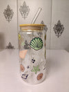 Seashells & Bubbles Glass Cup/ Tumblers / Iced Coffee Glass