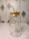 Butterfly Bloom Glass Cup/ Tumblers / Iced Coffee Glass
