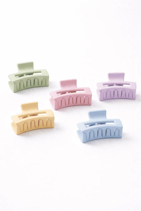 Matte Roundy-Recangular Hair Clips (Pack of 2)