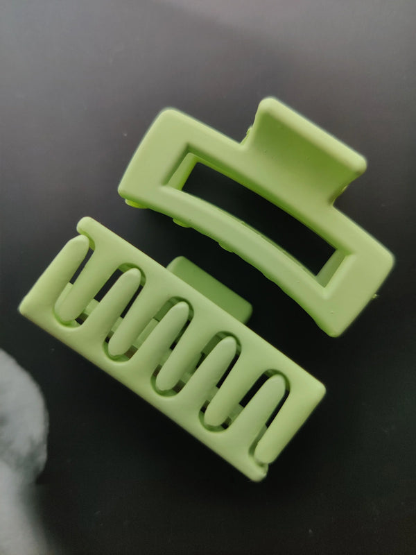 Matte Roundy-Recangular Hair Clips (Pack of 2)
