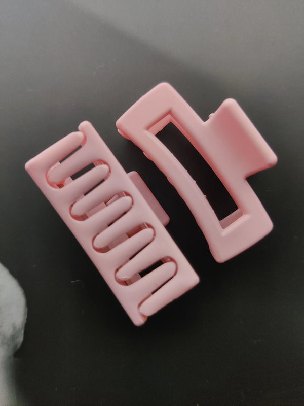 Matte Roundy-Recangular Hair Clips (Pack of 2)