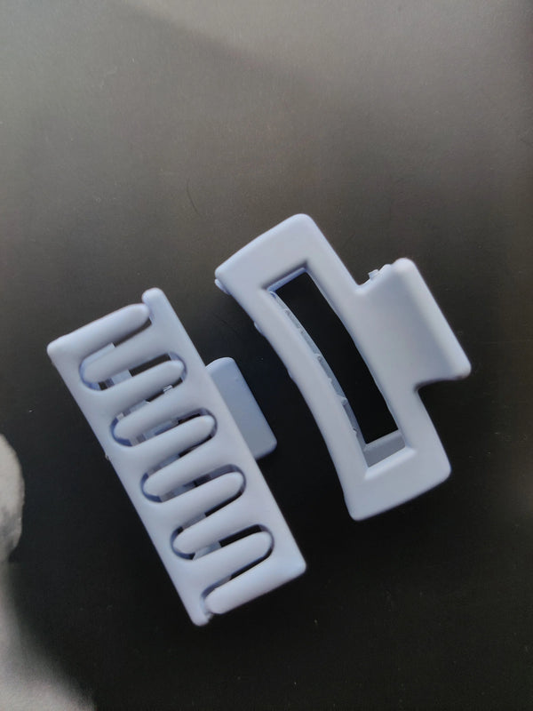Matte Roundy-Recangular Hair Clips (Pack of 2)