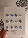 Baby Blue Mixed Mini Stud Earrings – Cute Nature-Inspired Resin Ear Studs (Set of 6)