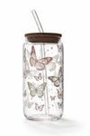 Butterfly Bloom Glass Cup/ Tumblers / Iced Coffee Glass