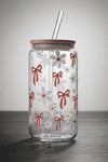 Bow Me in Bloom Glass Cup/ Tumblers / Iced Coffee Glass