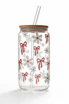 Bow Me in Bloom Glass Cup/ Tumblers / Iced Coffee Glass